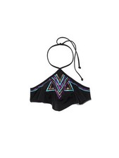 Victoria's Secret Pink Swimwear Bling Bikini High Neck Flounce Black Large NWT