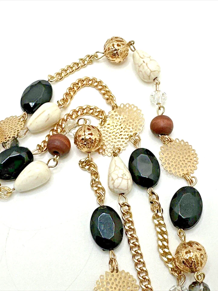 BOCAR Station Necklace Beaded Crystal Double Strand Statement 36" Foto 4 de 4