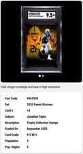 2020 Panini Illusions #14 Jonathan Taylor RC Trophy Collection Orange SGC 9.5