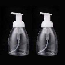 2 White Foaming Soap Dispensers Foam Pump Bottles 250ml Empty Liquid Hand Soap