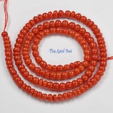 AAA Undyed OX Blood Red Mediterranean Coral Barrel Donut Rondelle Bead 18"