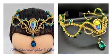 Professional Esmeralda Arabian Green Gold Ballet Tiara Headpiece AB Crystal YAGP