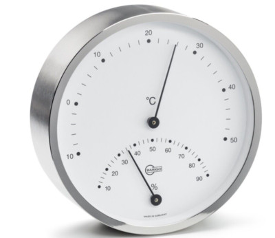 Barigo Thermometer Hygrometer silber Modern Messing vernickelt 100 mmx 35 mm