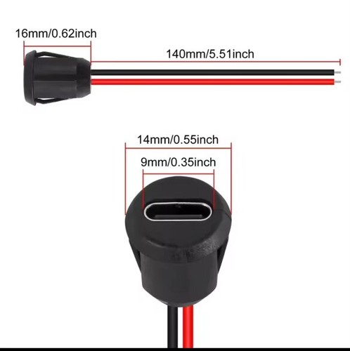 5 Pcs USB Type C Connector Female Socket 2P Charging Interface with Welding Wire - 第 3/4 張圖片
