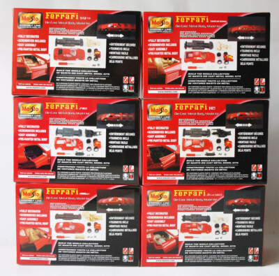 6X FERRARI MAISTO ASSEMBLY DIE CAST MODEL KIT 512TR 456GT F40 F50