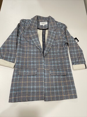 Liverpool Boyfriend Blazer Royal Navy Glen Plaid XS
