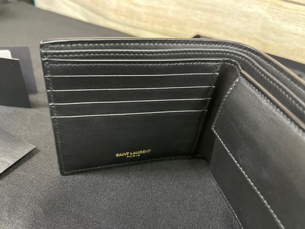 YSL Tiny Cassandre Business Card Case in CrocodileEm… Gem