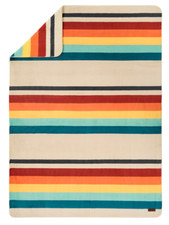 Pendleton Soft Plush Throw Mount Foraker 50" x 70" Colorful Rainbow Stripes NWT