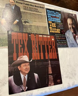 3 Tex Ritter Lot w/Extra Record/Vinyl All NM- Chuck Wagon Days, Bump Tiddil Dee