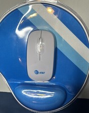 AT T White Mouse and Mouse Pad Set Connects To USB