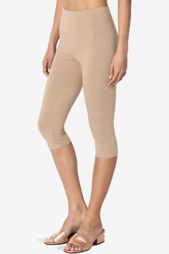 Women's Essential Basic Cotton Spandex Stretch Below Knee Capri Leggings S~3X - Picture 41 of 158