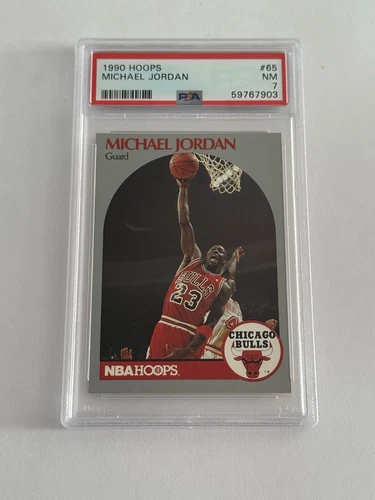 Michael Jordan 1990-91 NBA Hoops Bulls Card #65,  PSA 7