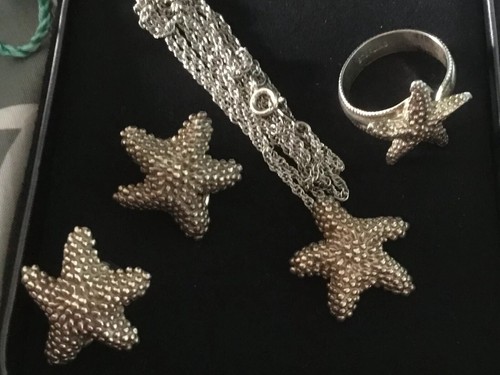 Starfish Silver MARKED Earrings 