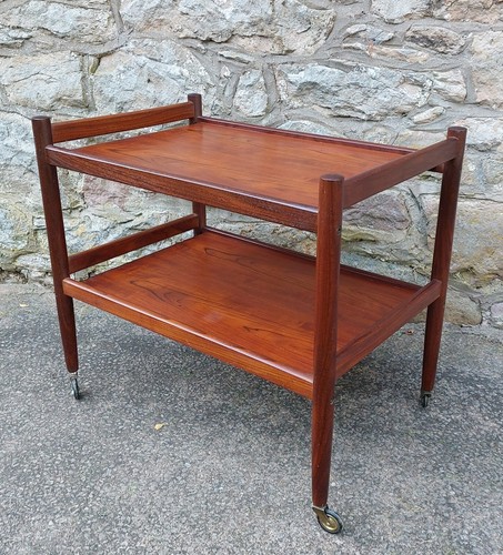 Vintage Scandinavian Mid Century Rosewood Two Tiered Drinks Trolley/Cart - Picture 11 of 18