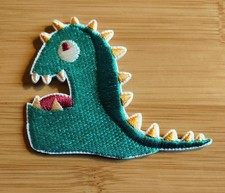 Stegosaurus Dinosaur Cute Cartoon Style Embroidered Iron On Patch Blue