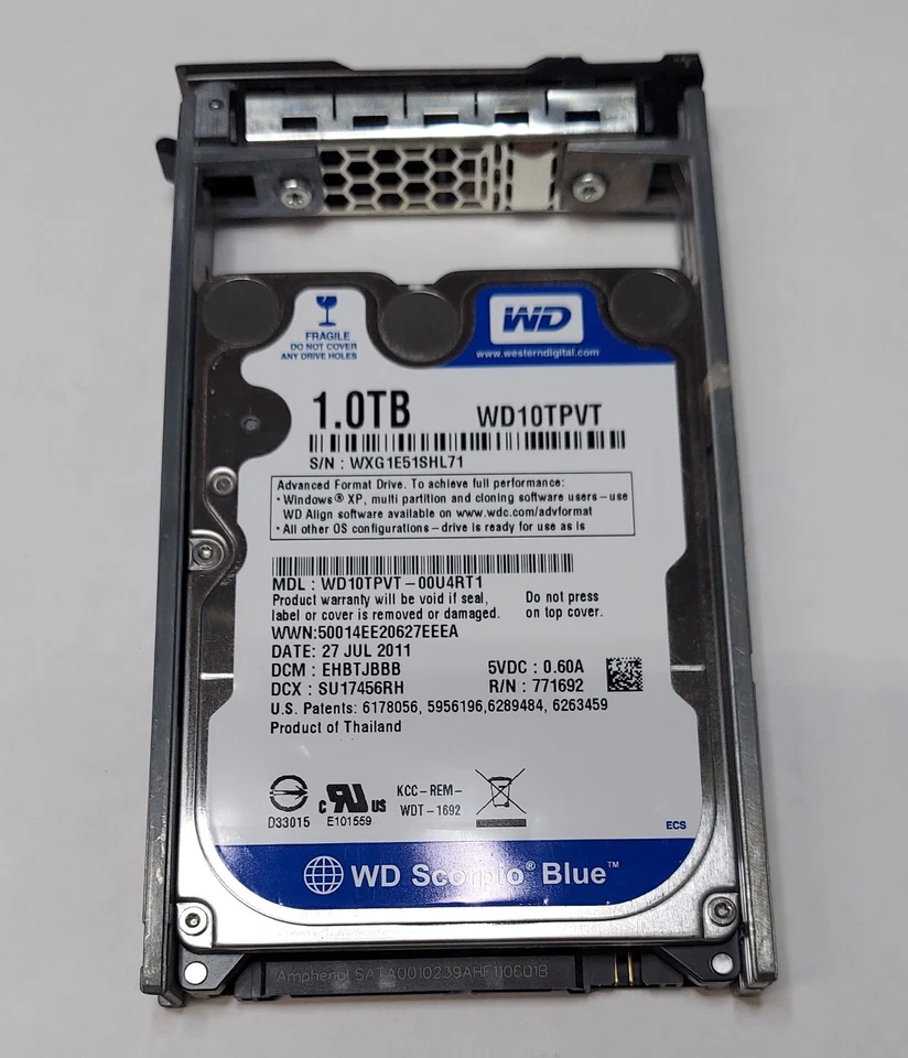 Western Digital Scorpio Blue 1TB 5200RPM SATA 2 2.5" Hard Drive WD10TPVT - Image 2 of 3