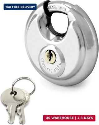 QWORK Disc Locks, 1 Pack Heavy Duty Steel Keyed Padlock Disc Storage Locks for S