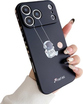 Yonds Queen für iPhone 17 Pro Max süße Hülle, coole Cartoon Schaukel Astronaut Planet