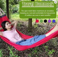 Portable Mesh Hammock Ice Silk Breathable Hanging Bed Outdoor Camping Swing