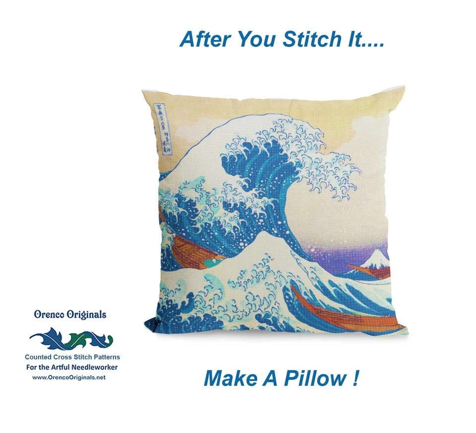 Japanese Hokusai A Masculine Wave Counted Cross Stitch Chart Pattern - Image 2 of 4