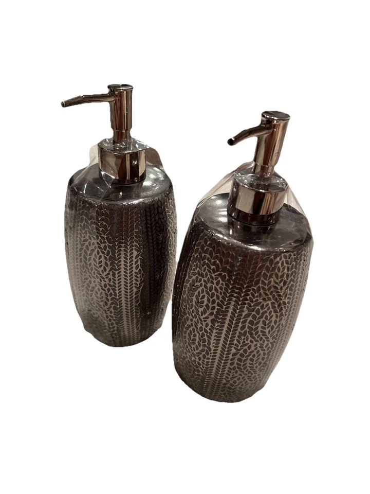 Juego de 2 Dispensadores de Jabón Decorativos - Acabado Bronce Oscuro Texturizado Foto 3 de 4