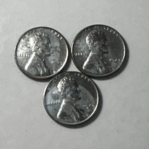 1943 1C Steel Lincoln Wheat Cent Lot of 3 lot 2
