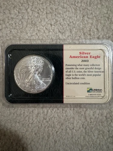 2003 American Silver Eagle 1 oz .999 Silver BU – Littleton Showpak Original