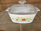 Vintage Corning Ware Wildflower 1.5 QT Casserole Baking Dish & Pyrex Lid