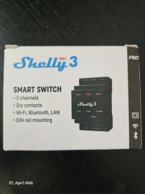 Shelly Pro 3 - Smart Switch, WLAN, Bluetooth, LAN, 3-Kanal, 3x 16A, max. 48A
