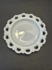 Vintage White Milk Glass Lace Heart Edge Small Serving Plate Tray 8"