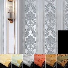 10M Vintage Luxury Stripe Gold Damask Wallpaper Embossed Textured Non-woven Roll