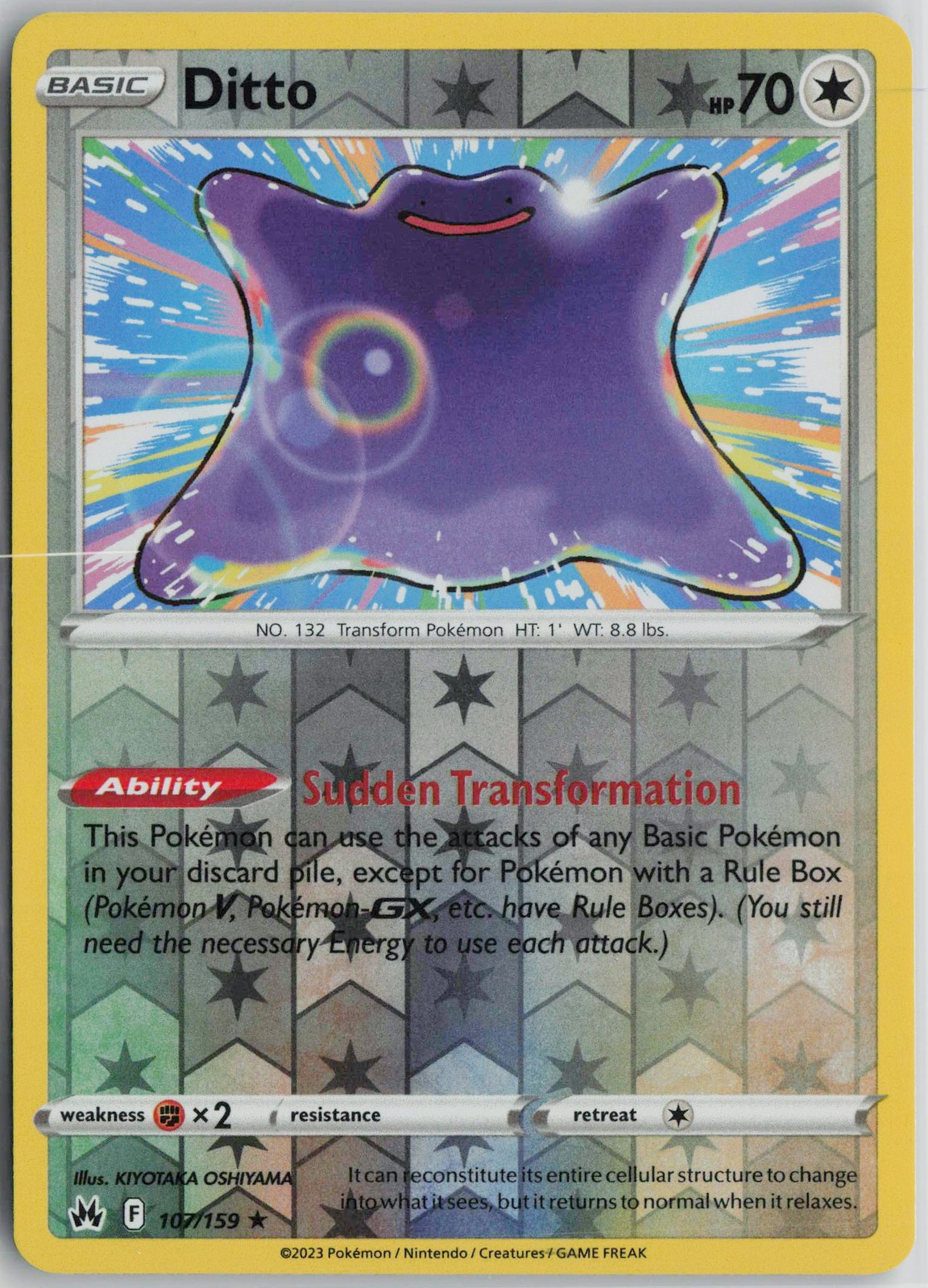 Pokemon Ditto 107/159 Crown Zenith Reverse Holo card