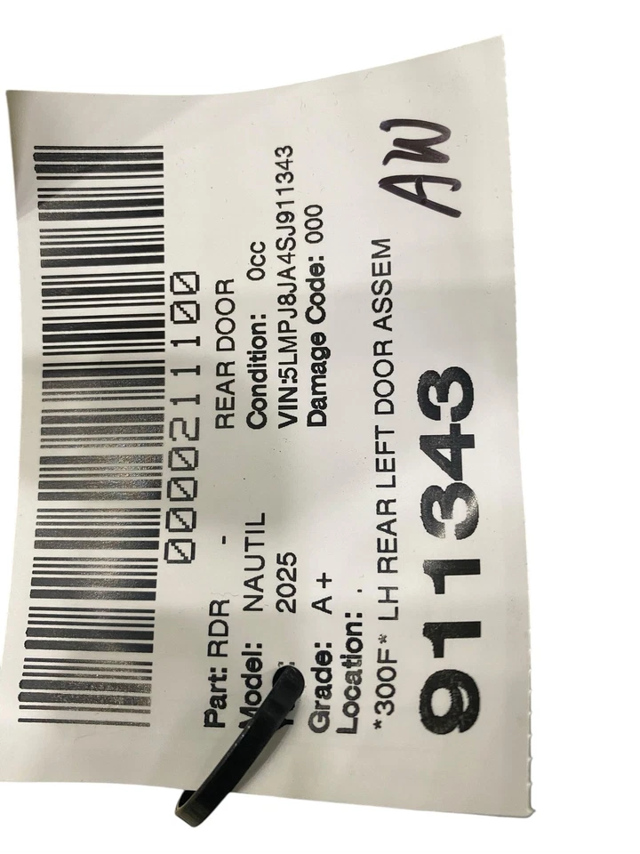 2024-2025 LINCOLN NAUTILUS LH REAR LEFT DOOR ASSEMBLY | WHISPER BLUE MET CC (K1) Foto 2 de 4
