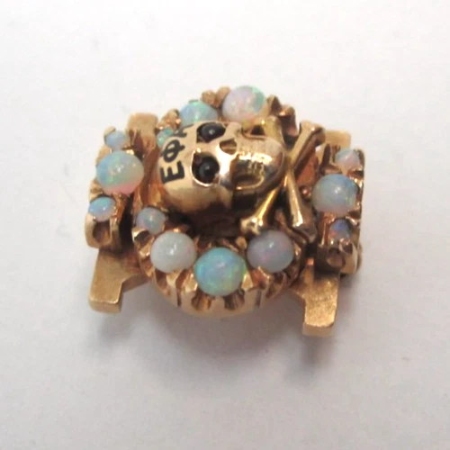 Antiguo prendedor de fraternidad médica de oro amarillo de 14k ópalo anterior a 1924 Epsilon Phi Alpha Foto 2 de 4