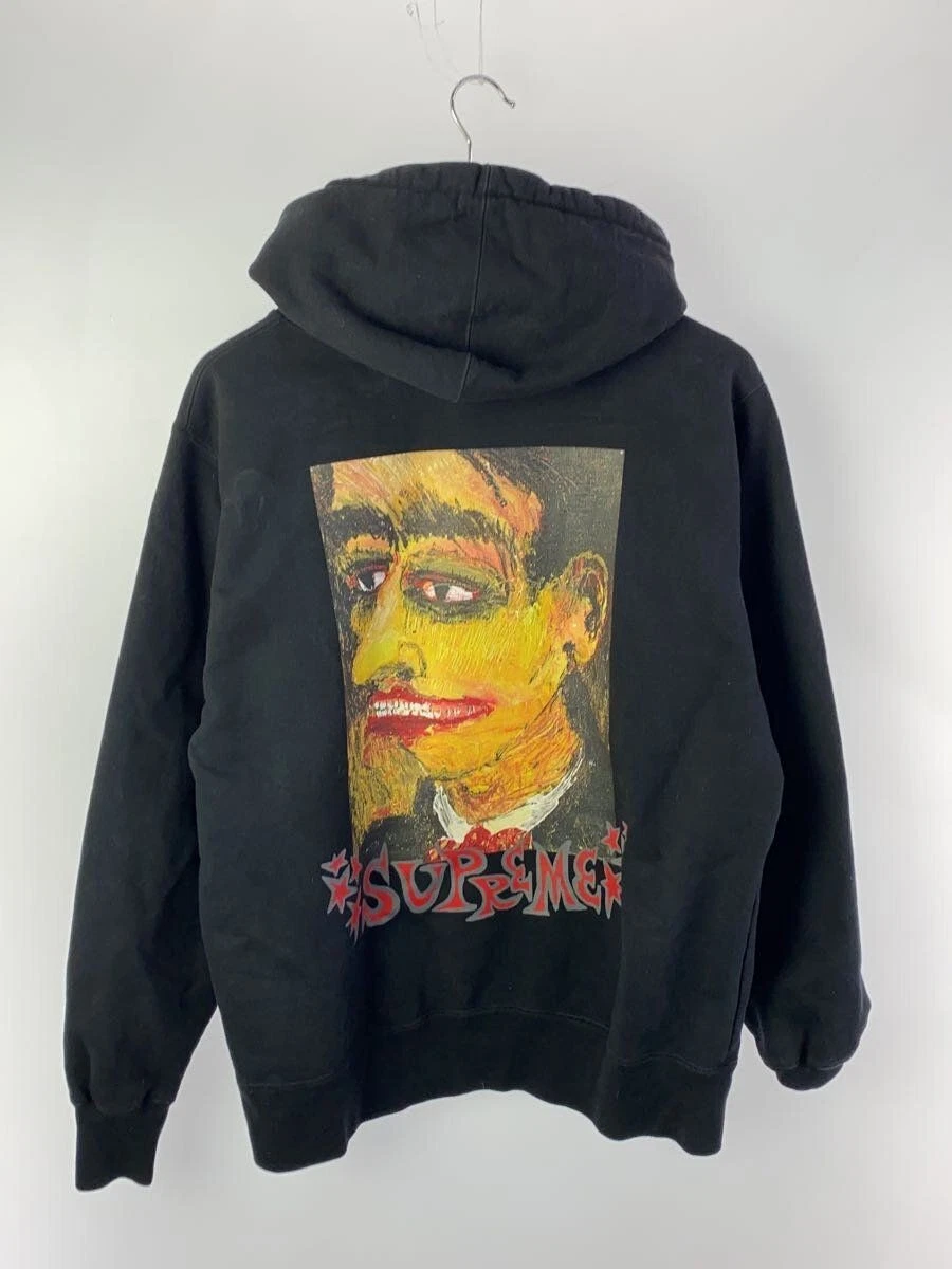 Supreme Felpa con Cappuccio Ritratto Camicia con Cappuccio M Cotone Stampa BLK Usata