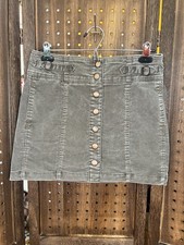 Gap Women's Sz 2 Greyish Corduroy Mini Skirt Y2K 2004 Academia Boho 70s