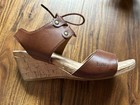 LADIES BROWN B O C  BOC ANKLE STRAP OPEN TOE WEDGE SANDALS SHOES SZ 10 W/O — photo 2