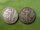 Walking Liberty Half Dollars, 1941-D & 1935-S, Lot of 2 90% Silver Coins