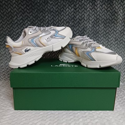 Lacoste L003 Neo Junior Casual Athletic Sneakers Shoes Light Grey Silver Sz 4.5