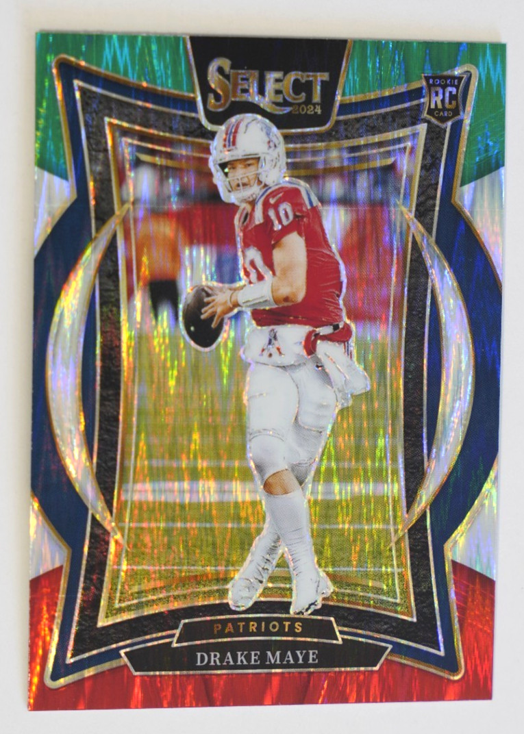 2024 Panini Select - Concourse Drake Maye #27 Red & Green Shock Prizm (RC)