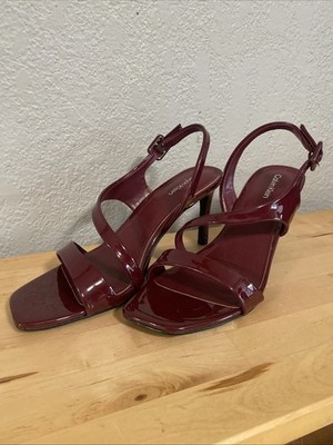 Calvin Klein Women's 7.5M Maroon Color Tegin Strappy Dress High Heel Sandals 