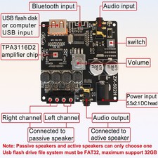 Digital Power Amplifier Board 50WX2 Stereo AMP Audio HIFI Bluetooth 5.0 TPA3116