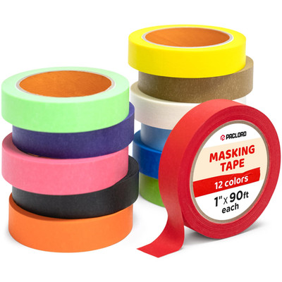 Paclord 12 Rolls Colored Masking Tape - Painters Tape 1 Inch X 1080 Ft -
