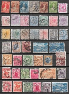 Nuova Zelanda ottimo lotto di 44 francobolli classici usati diversi da sistemare vedi scansioni