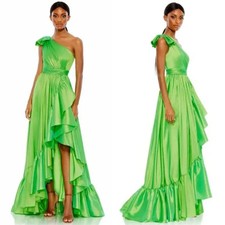 New Mac Duggal Size 24 Green 68027 Ruffle One-Shoulder Taffeta Gown Dress NWT