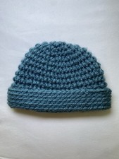 Handmade Crochet Blue Newborn Baby Beanie Hat