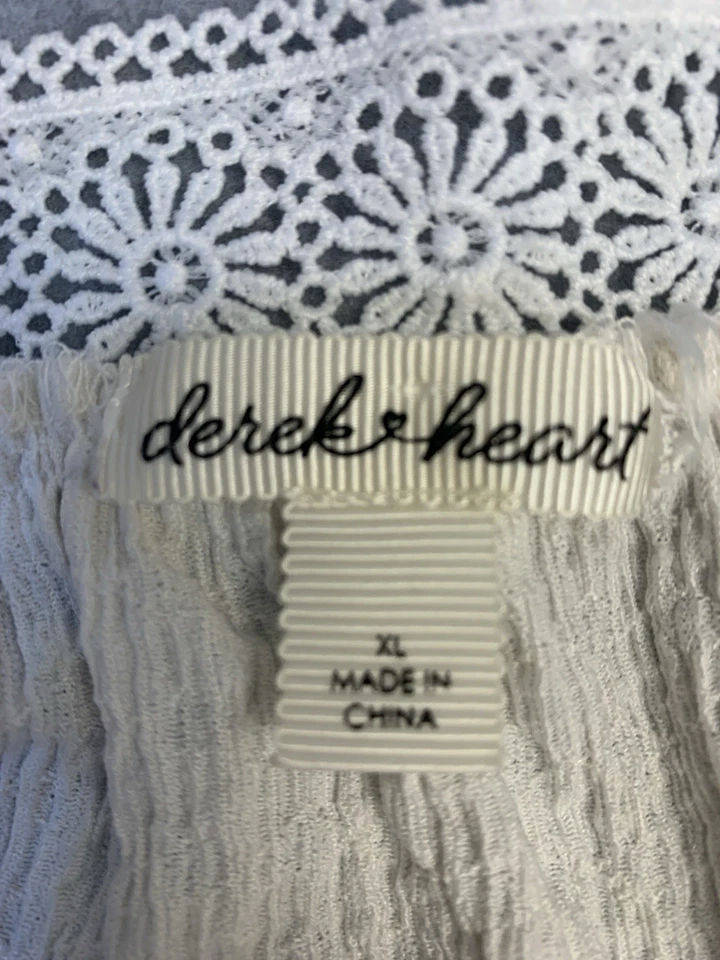 Derek Heart Sleeveless Top Women's XL Ivory Lace Straps Milkmaid Cottage Boho - Image 3 of 4