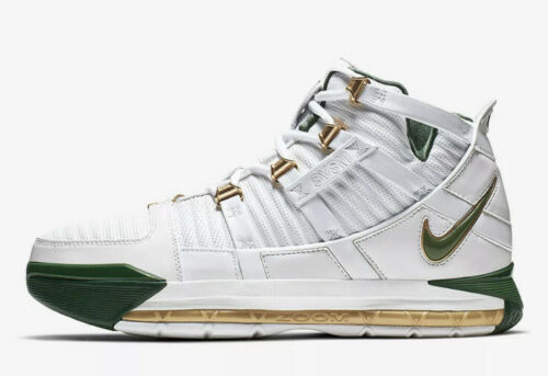 NIKE ナイキ ZOOM LEBRON 3 ズーム レブロン 3 ハイカットスニーカー グリーン/ホワイト US9 AO2434-102 Nike Men's Lebron 3 III QS AO2434-102 White Green Sneakers Size