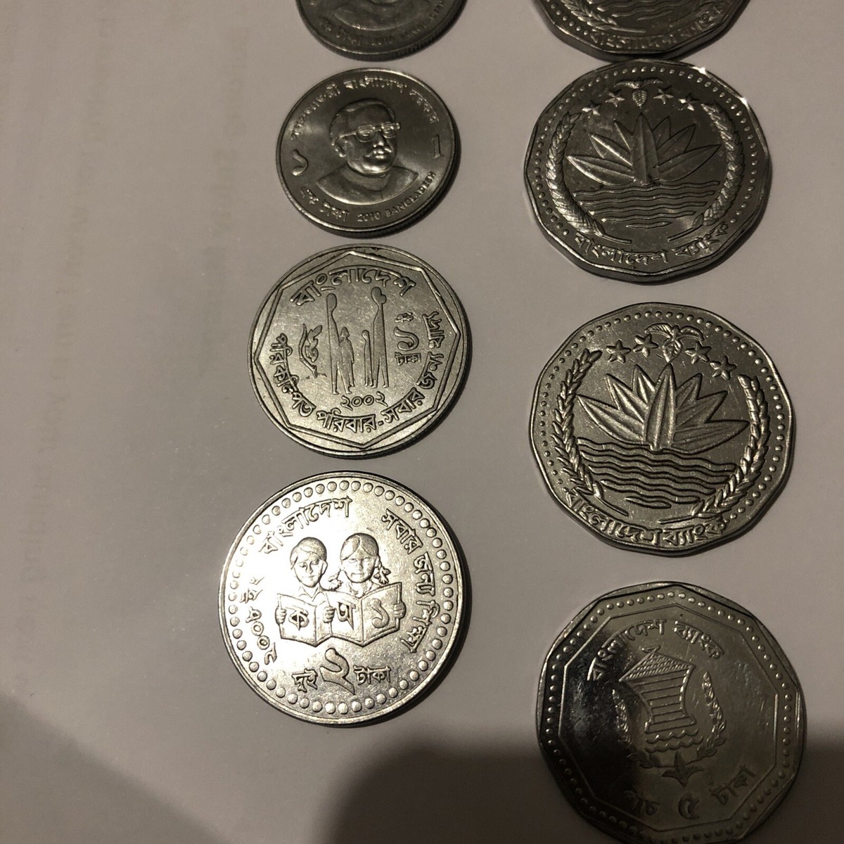 Bangladeshi Coins 3X1 Taka, 1X 2 Taka And 4X 5 Taka And All