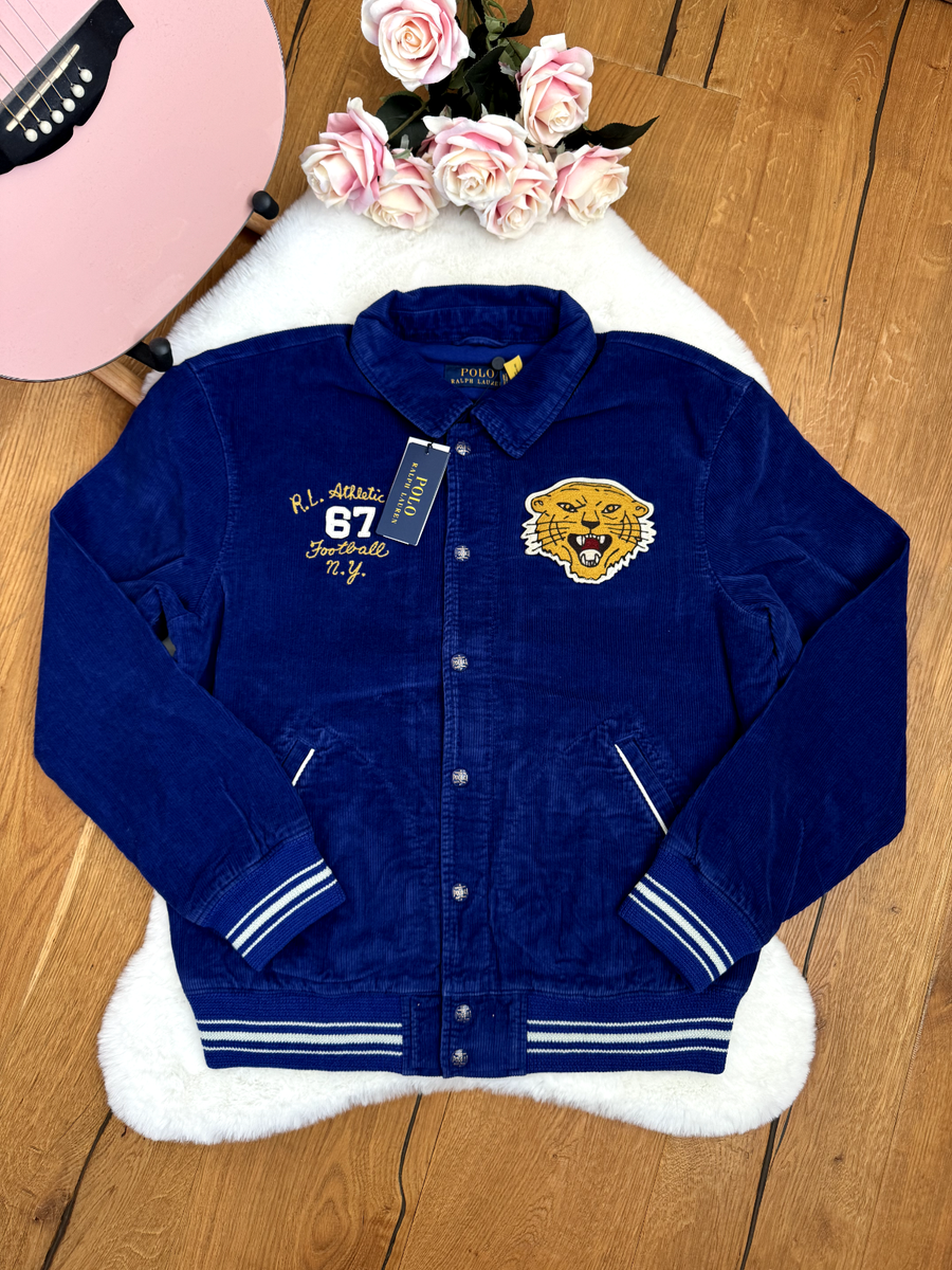 Polo RALPH LAUREN VARSITY JACKET RL TIGERS CORDUROY BLUE size L